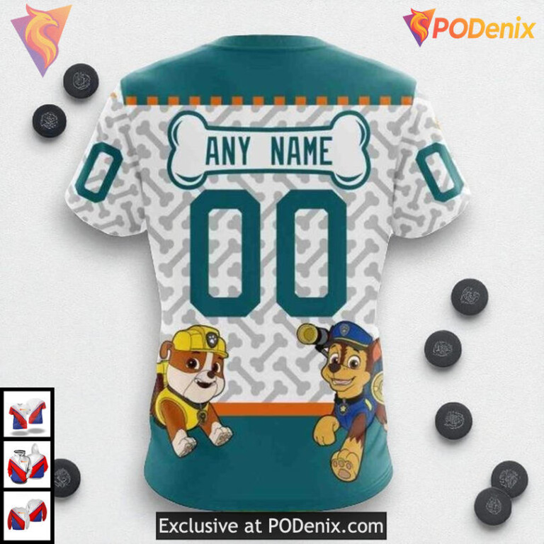 Paw Patrol Cartoon Style Design Custom San Jose Sharks Graphic Hoodie 3D - 3