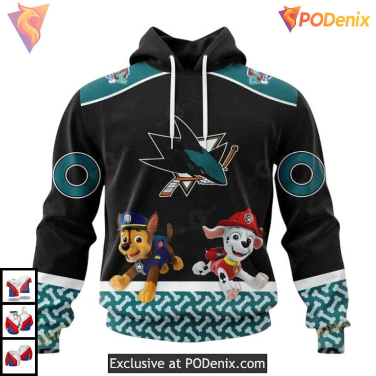 Paw Patrol Cartoon Style Personalized San Jose Sharks Hoodie 3D NHL