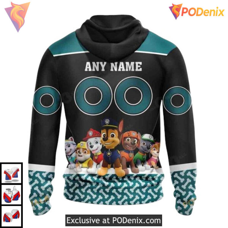 Paw Patrol Cartoon Style Personalized San Jose Sharks Hoodie 3D NHL - 1