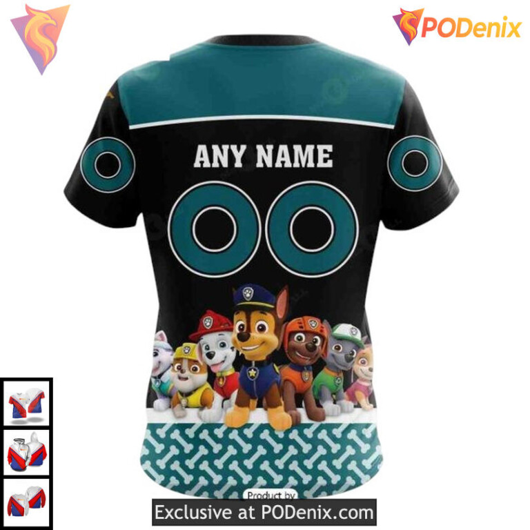 Paw Patrol Cartoon Style Personalized San Jose Sharks Hoodie 3D NHL - 3