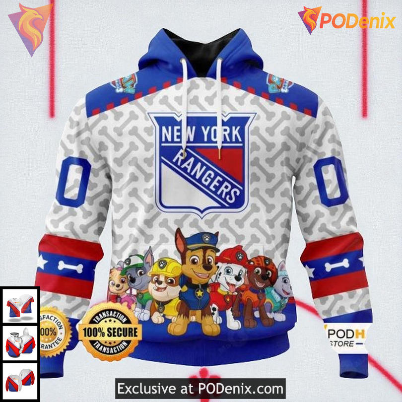 Paw Patrol Cartoon Sweatshirt Retro New York Rangers Hoodie Custom 3D