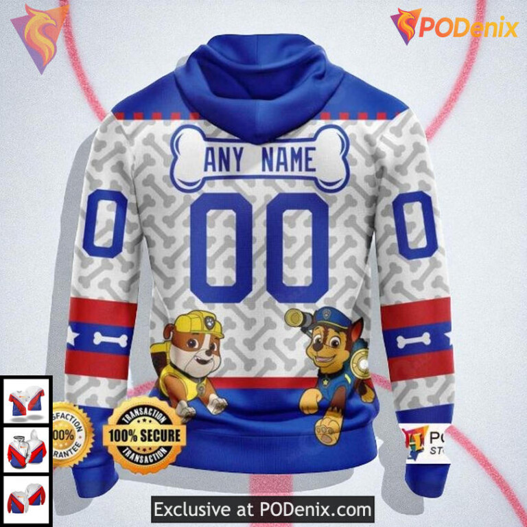 Paw Patrol Cartoon Sweatshirt Retro New York Rangers Hoodie Custom 3D - 1