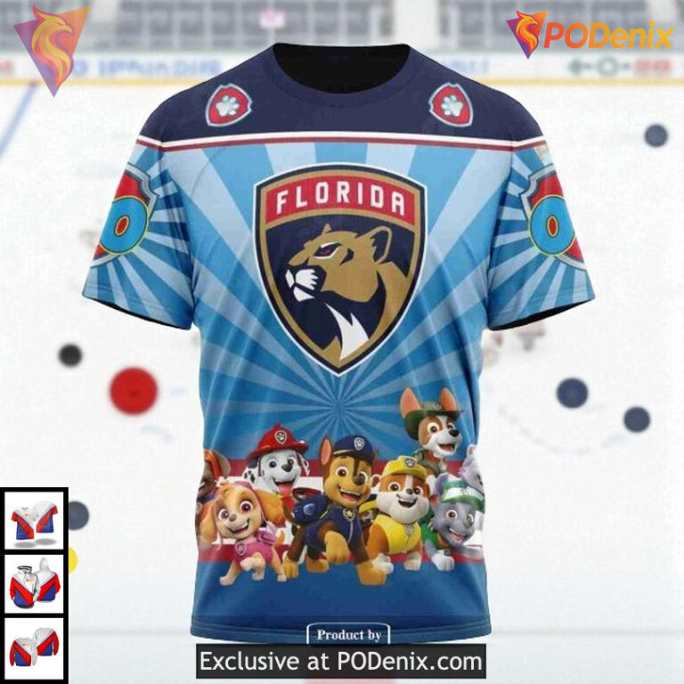 Paw Patrol Cartoon Theme Custom Custom Name Florida Panthers Hoodie NHL 3D - 3