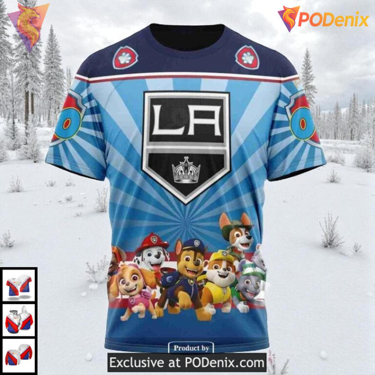 Paw Patrol Cartoon Theme Custom Los Angeles Kings Full Print Hoodie NHL 3D - 2