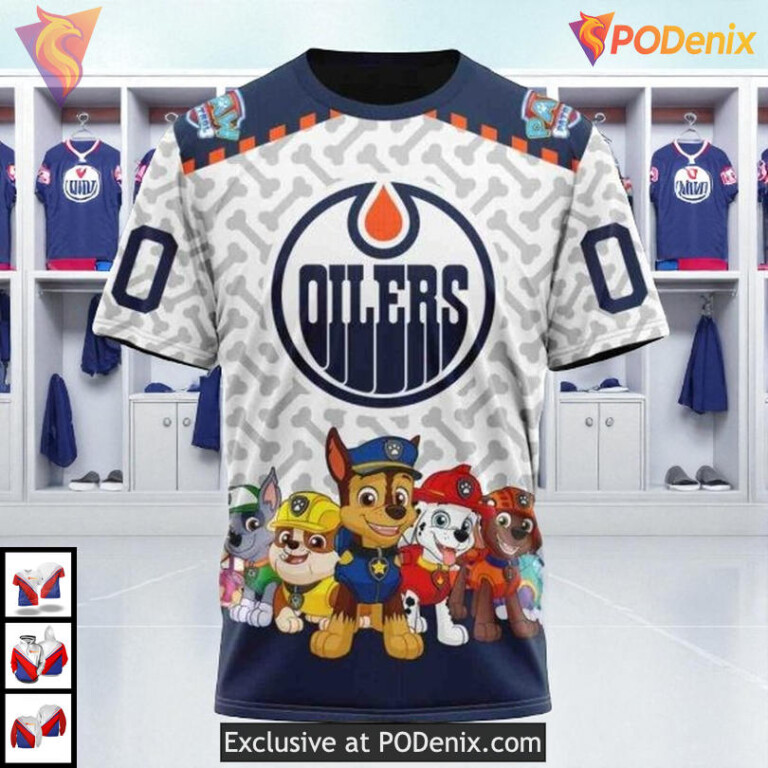 Paw Patrol Cartoon Theme NHL Edmonton Oilers Holiday Hoodie 3D - 2