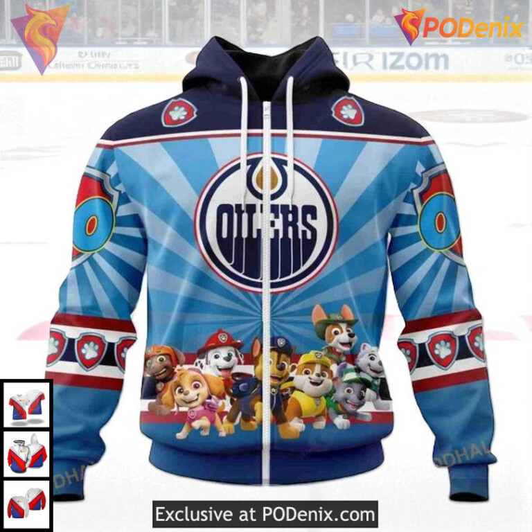 Paw Patrol Cartoon Theme NHL Edmonton Oilers Personalized 3D Hoodie - 1