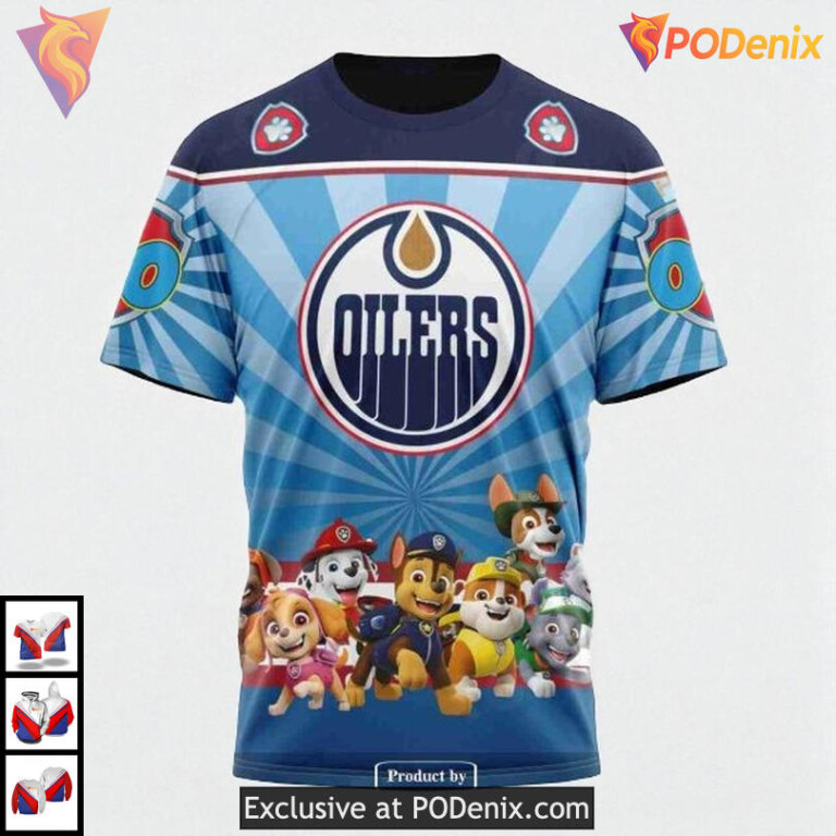 Paw Patrol Cartoon Theme NHL Edmonton Oilers Personalized 3D Hoodie - 3