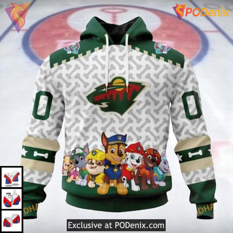 Paw Patrol Cartoon Theme NHL Minnesota Wild Zip Up Hoodie 3D