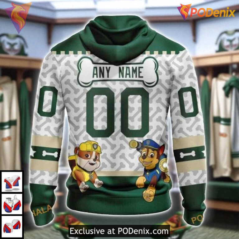 Paw Patrol Cartoon Theme NHL Minnesota Wild Zip Up Hoodie 3D - 1
