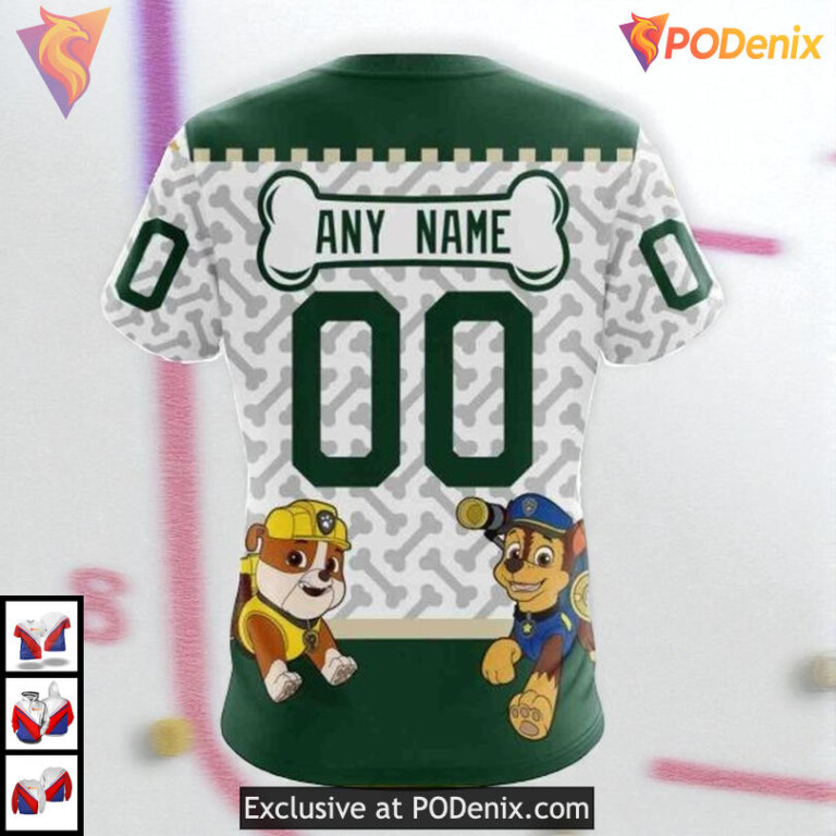 Paw Patrol Cartoon Theme NHL Minnesota Wild Zip Up Hoodie 3D - 3