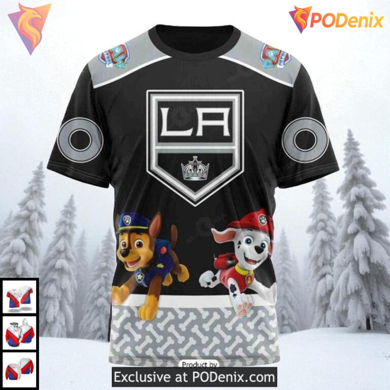 Paw Patrol Cartoon Theme Personalized Los Angeles Kings All Over Print Hoodie - 2