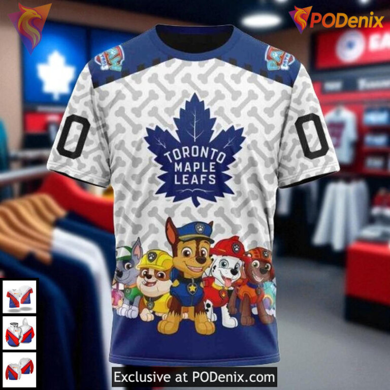 Paw Patrol Custom Toronto Maple Leafs Winter Hoodie, NHL 3D Apparel - 2