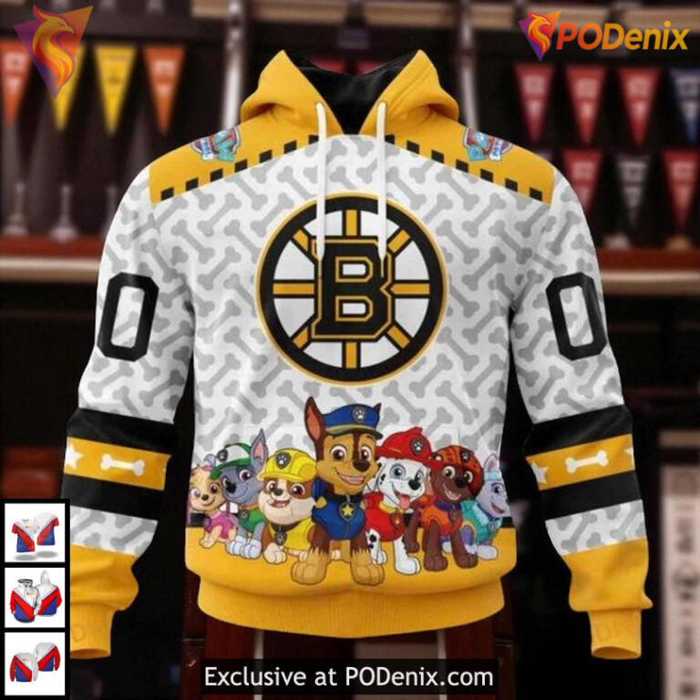 Paw Patrol Kid Friendly NHL Boston Bruins Youth Hoodie 3D Special Design