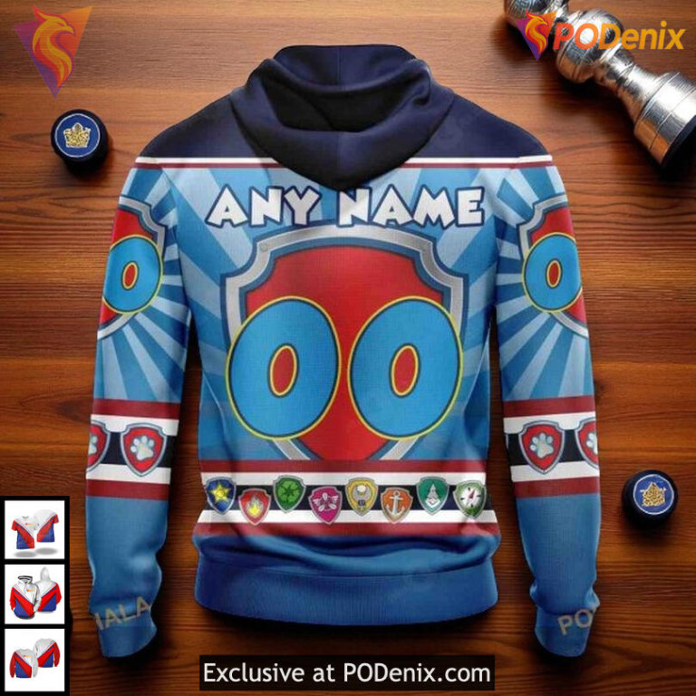 Paw Patrol Themed Toronto Maple Leafs Zip Up Hoodie, Custom NHL 3D Apparel - 1
