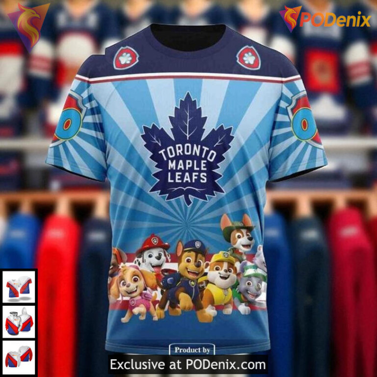 Paw Patrol Themed Toronto Maple Leafs Zip Up Hoodie, Custom NHL 3D Apparel - 2