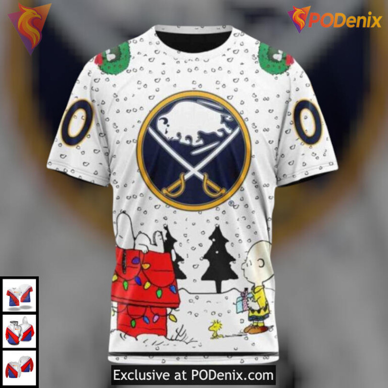 Peanuts Cartoon Graphic Edition NHL Buffalo Sabres Kids Hoodie Personalized 3D - 2