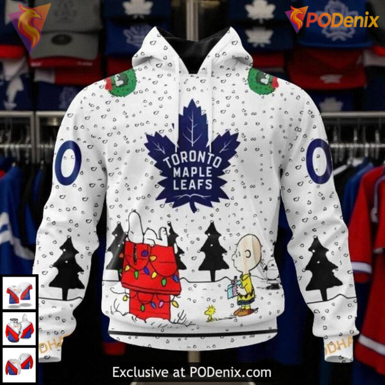 Peanuts Design Custom NHL Toronto Maple Leafs Zip Up Hoodie, Unique 3D Apparel