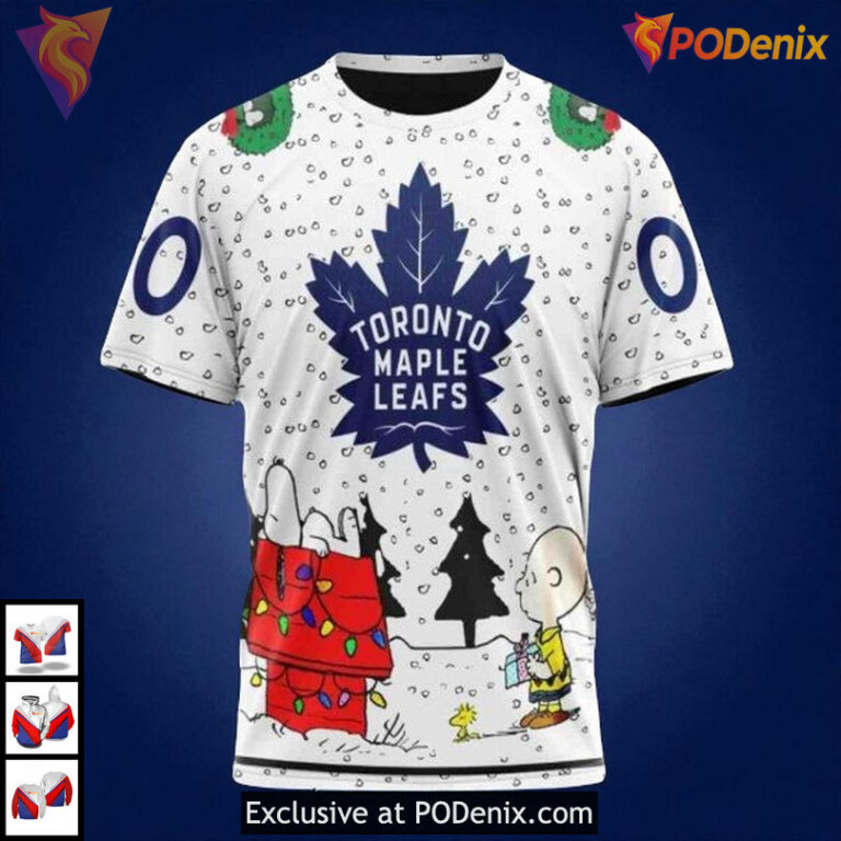 Peanuts Design Custom NHL Toronto Maple Leafs Zip Up Hoodie, Unique 3D Apparel - 2