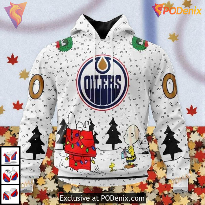 Peanuts Snoopy Artwork Personalized Edmonton Oilers Hoodie 3D NHL