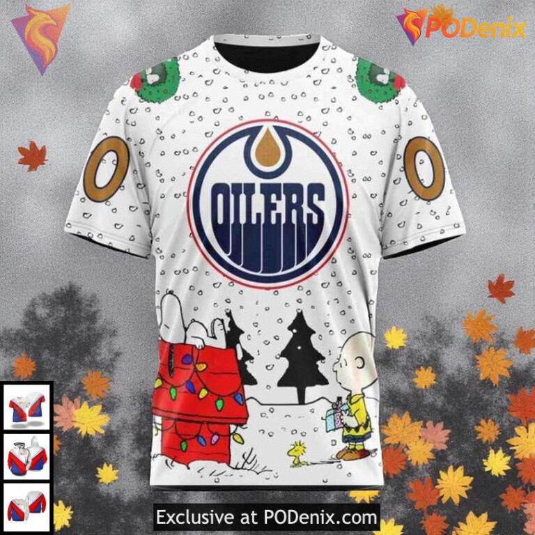 Peanuts Snoopy Artwork Personalized Edmonton Oilers Hoodie 3D NHL - 2