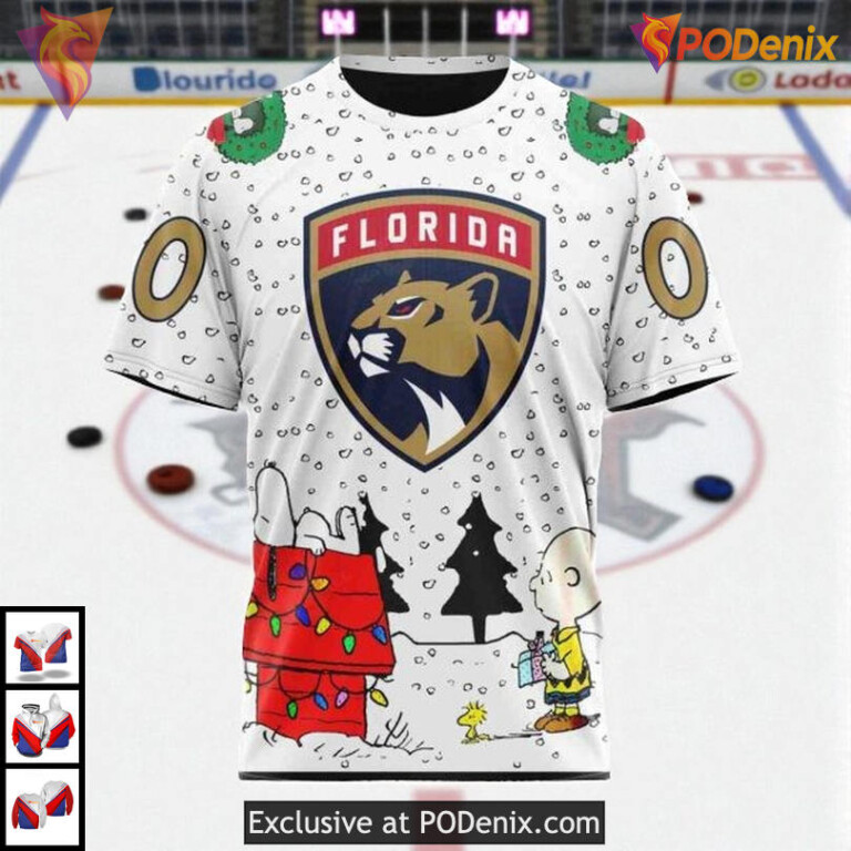 Peanuts Snoopy Cartoon Design Personalized Florida Panthers Zip Up Hoodie NHL 3D - 2