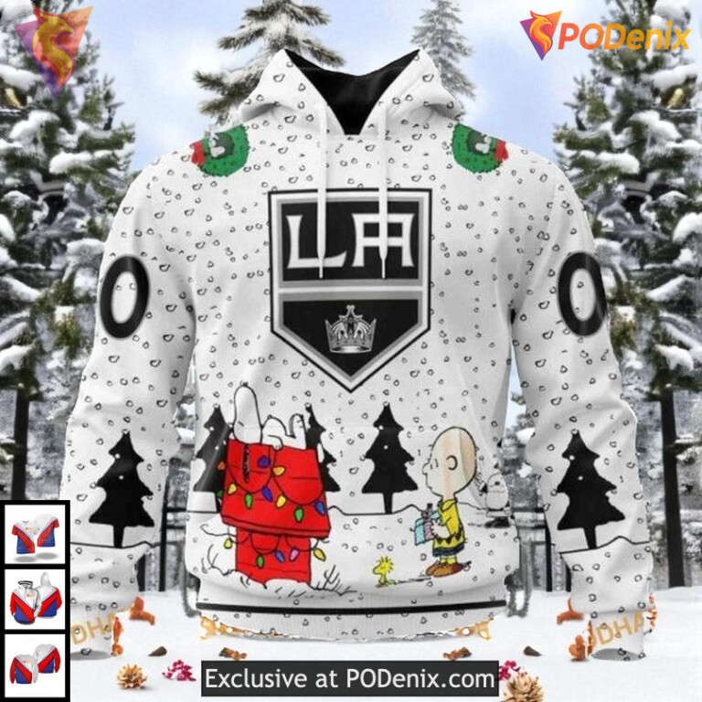 Peanuts Snoopy Cartoon Graphic Custom Los Angeles Kings Christmas Hoodie NHL