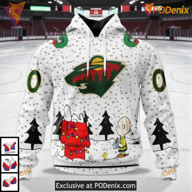 Peanuts Snoopy Cartoon Graphic NHL Minnesota Wild Christmas Hoodie 3D