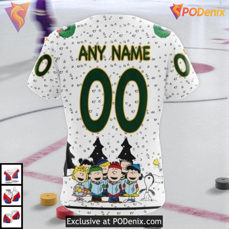 Peanuts Snoopy Cartoon Graphic NHL Minnesota Wild Christmas Hoodie 3D - 3