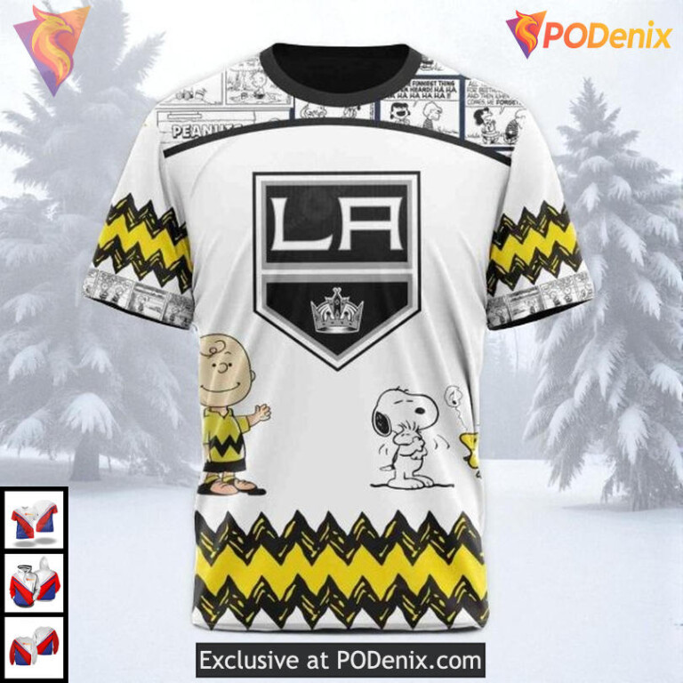 Peanuts Snoopy Cartoon Graphic Personalized Los Angeles Kings Sweatshirt Hoodie NHL - 2