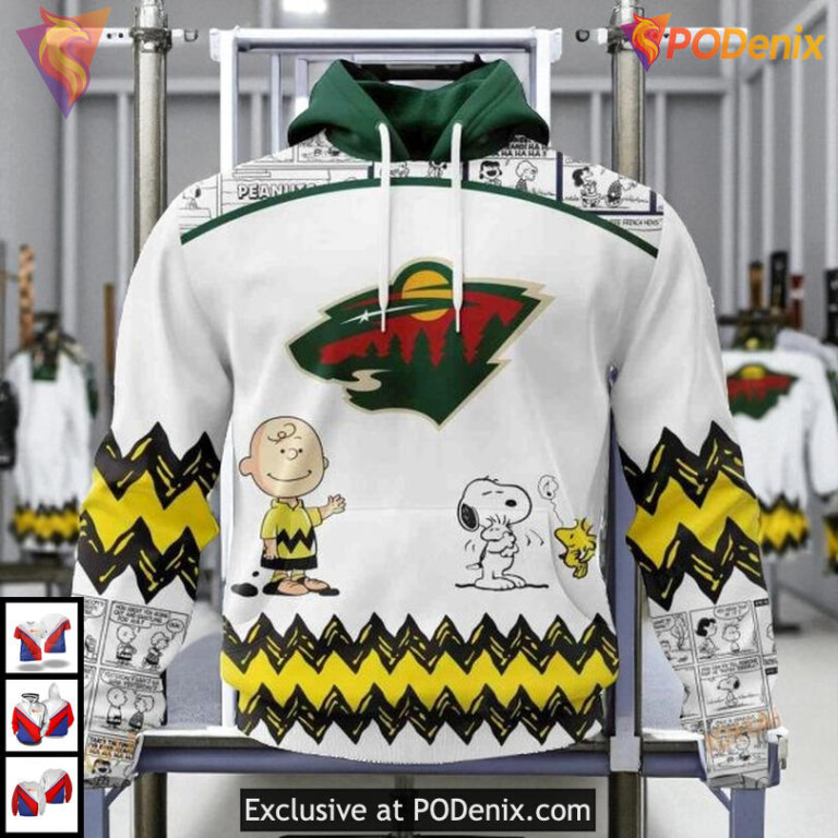 Peanuts Snoopy Cartoon Graphic Personalized Minnesota Wild All Over Print Hoodie