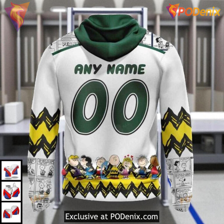 Peanuts Snoopy Cartoon Graphic Personalized Minnesota Wild All Over Print Hoodie - 1