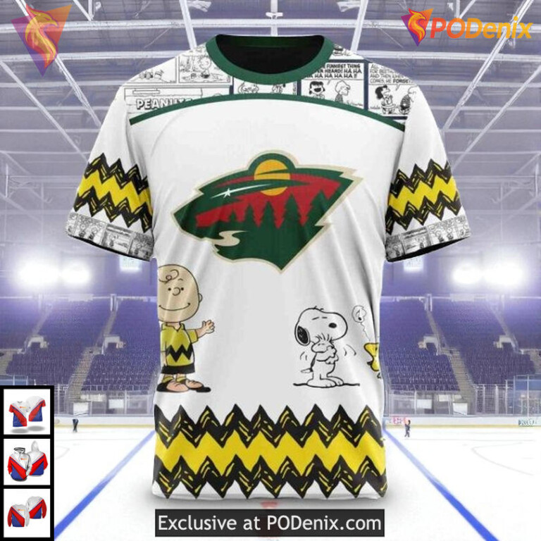 Peanuts Snoopy Cartoon Graphic Personalized Minnesota Wild All Over Print Hoodie - 2