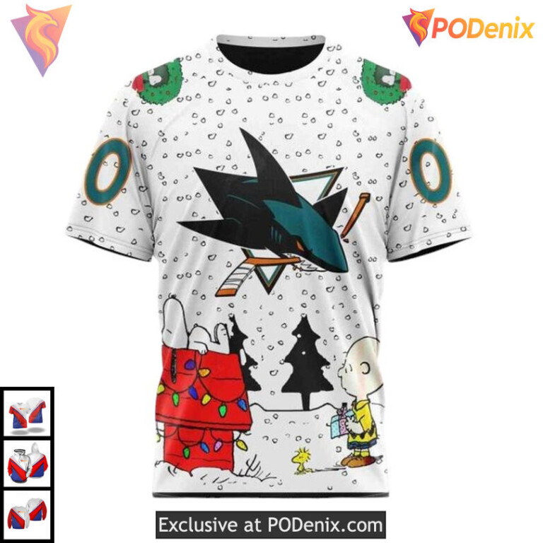 Peanuts Snoopy Design Personalized San Jose Sharks Hoodie 3D NHL Gear - 2