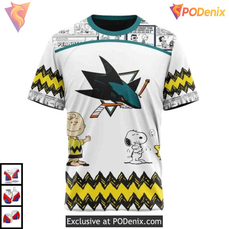 Peanuts Snoopy Graphic Personalized San Jose Sharks 3D Hoodie Custom - 2
