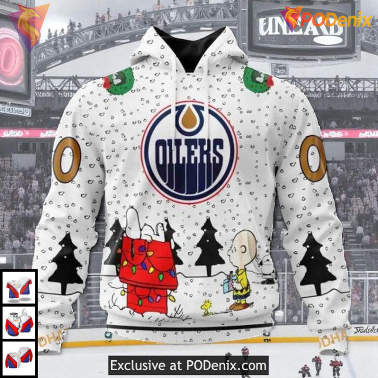 Peanuts Snoopy Graphic Style NHL Edmonton Oilers Winter Hoodie 3D