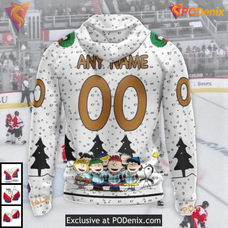 Peanuts Snoopy Graphic Style NHL Edmonton Oilers Winter Hoodie 3D - 1