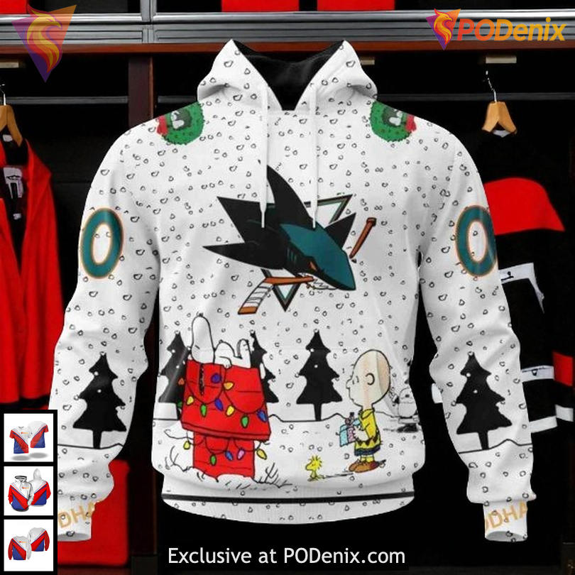 Peanuts Snoopy Graphic Theme Custom San Jose Sharks Pullover Hoodie 3D