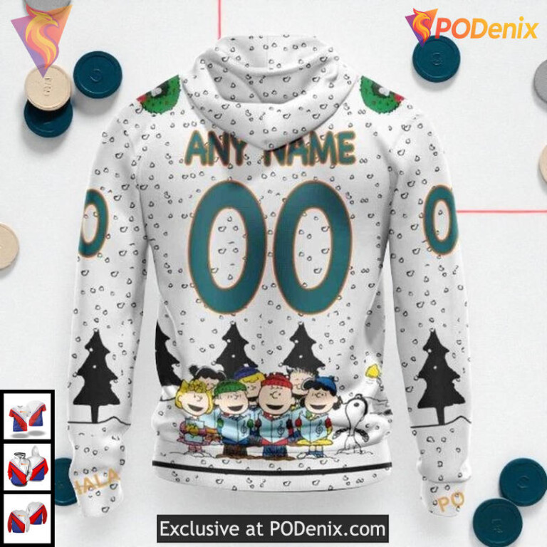 Peanuts Snoopy Graphic Theme Custom San Jose Sharks Pullover Hoodie 3D - 1