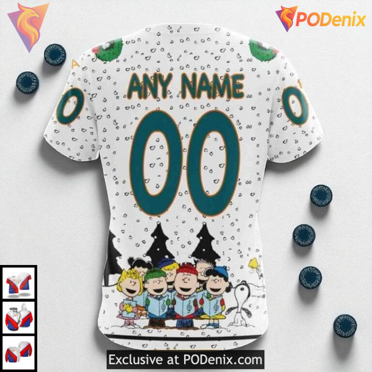 Peanuts Snoopy Graphic Theme Custom San Jose Sharks Pullover Hoodie 3D - 3