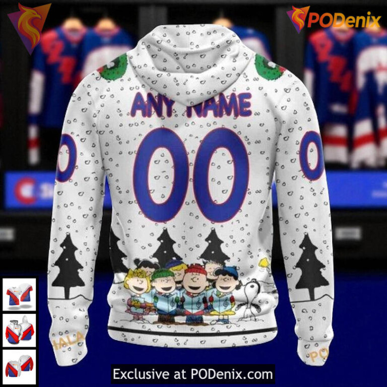 Peanuts Snoopy Holiday Theme Appears On Retro New York Rangers Hoodie 3D - 1