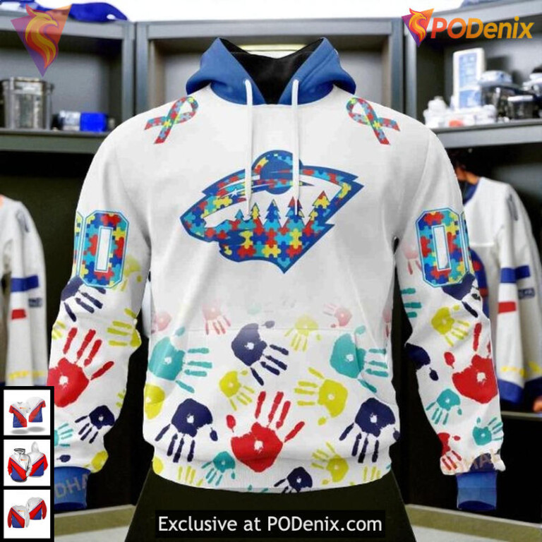 Personalized Autism Awareness Puzzle Theme NHL Minnesota Wild Holiday Hoodie 3D