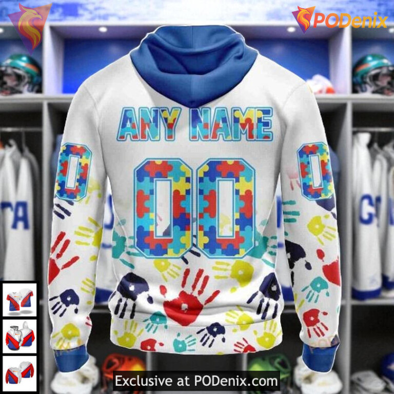 Personalized Autism Awareness Puzzle Theme NHL Minnesota Wild Holiday Hoodie 3D - 2
