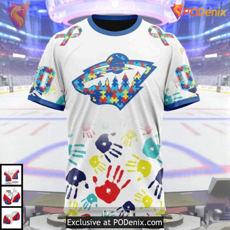 Personalized Autism Awareness Puzzle Theme NHL Minnesota Wild Holiday Hoodie 3D - 3