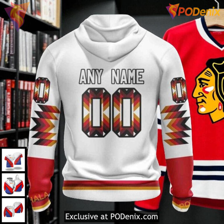 Personalized Blackhawks All Over Print Hoodie, Custom NHL Retro Native Design - 1