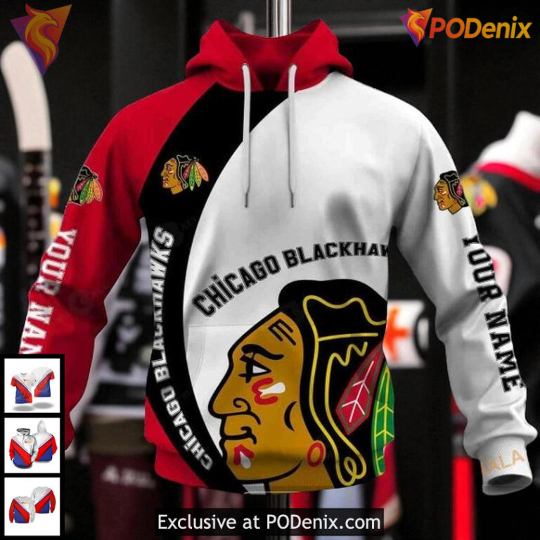 Personalized Blackhawks All Over Print Hoodie, Funny Quote Skeleton Design