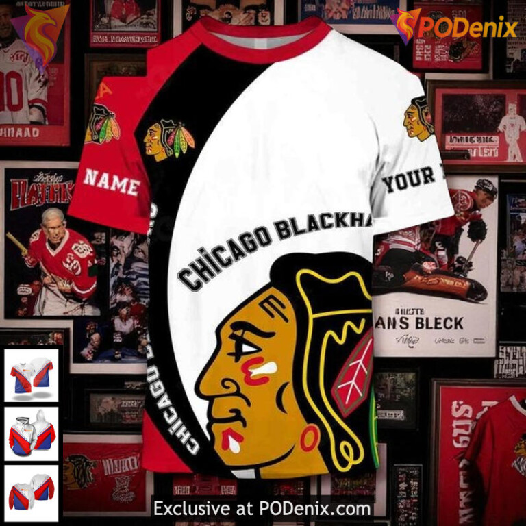 Personalized Blackhawks All Over Print Hoodie, Funny Quote Skeleton Design - 1