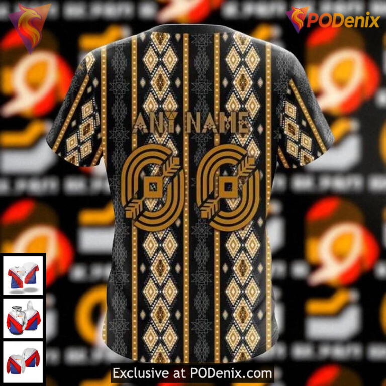 Personalized Blackhawks All Over Print Hoodie NHL Skull Native Warrior Design - 3