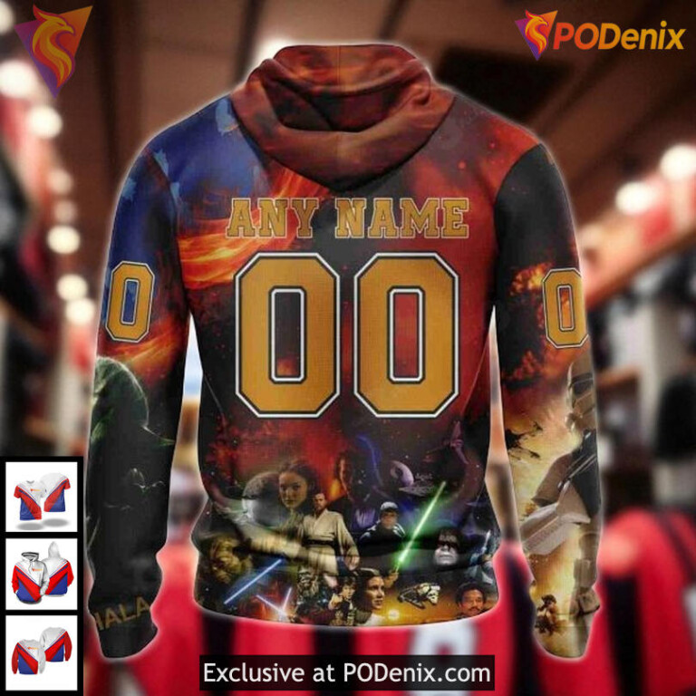 Personalized Blackhawks All Over Print Hoodie, Star Wars Design With Force - 2