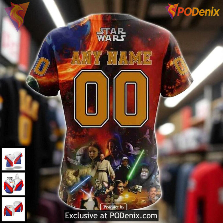 Personalized Blackhawks All Over Print Hoodie, Star Wars Design With Force - 4