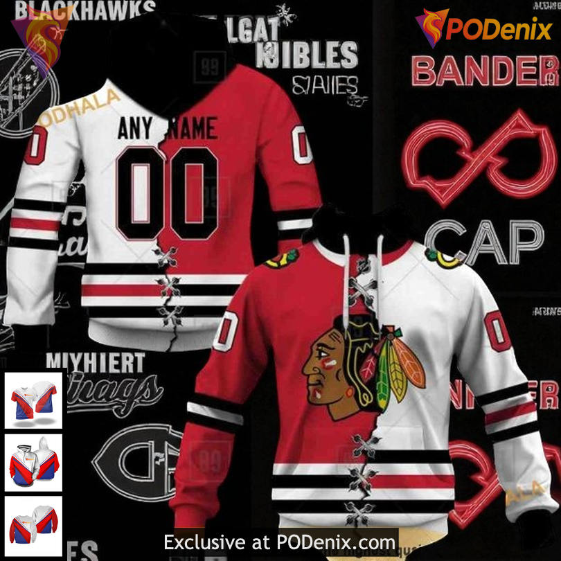 Personalized Chicago Blackhawks 3D Hoodie Any Name Number Mix Jersey Style